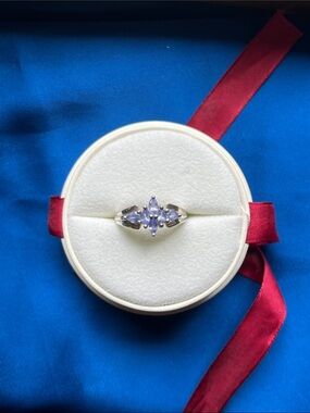 Sterling Silver Ring with Lavender Gemstone Cluster